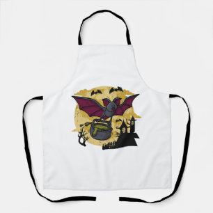 Batmouse. Funny mouse with bat wings. Halloween. Apron