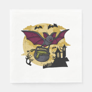 Batmouse. Funny mouse with bat wings. Halloween. Napkin
