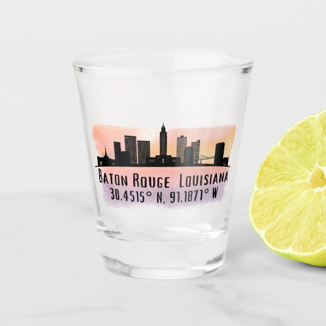 Baton Rouge LA City Skyline  Shot Glass (Front)