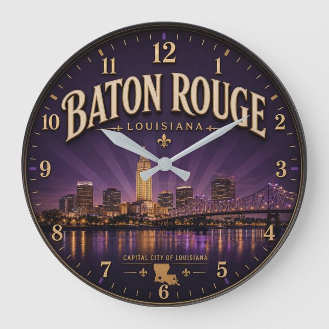 Baton Rouge Louisiana Large Clock (Front)