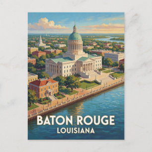 Baton Rouge Louisiana Riverfront Travel Art Postcard