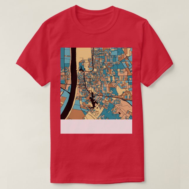 Baton Rouge Map Pattern in Mid Century Pastel TShi T-Shirt (Design Front)