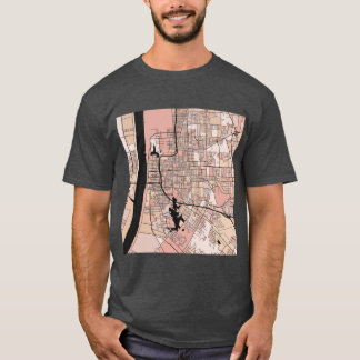 Baton Rouge Map Pattern in Soft Pink Pastels T-Shirt