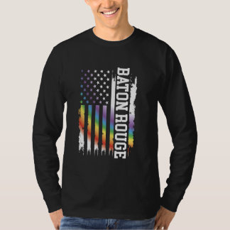 Baton Rouge United States Distressed Rainbow w US T-Shirt