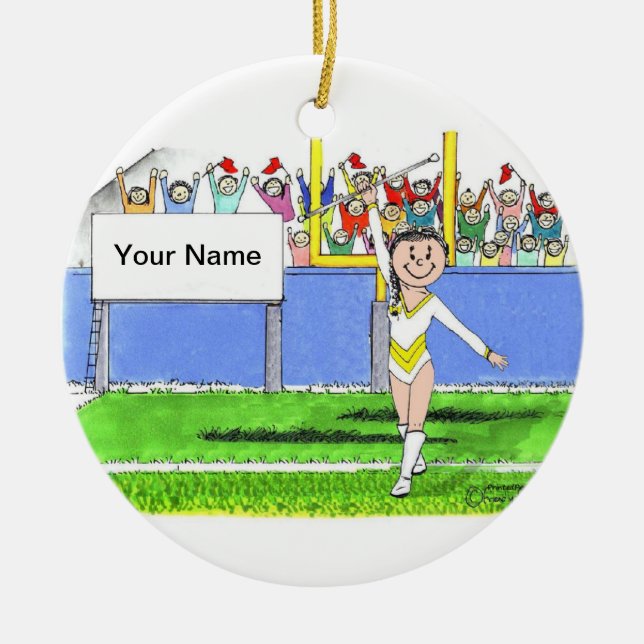Baton Twirler - Female Ceramic Tree Decoration (Front)
