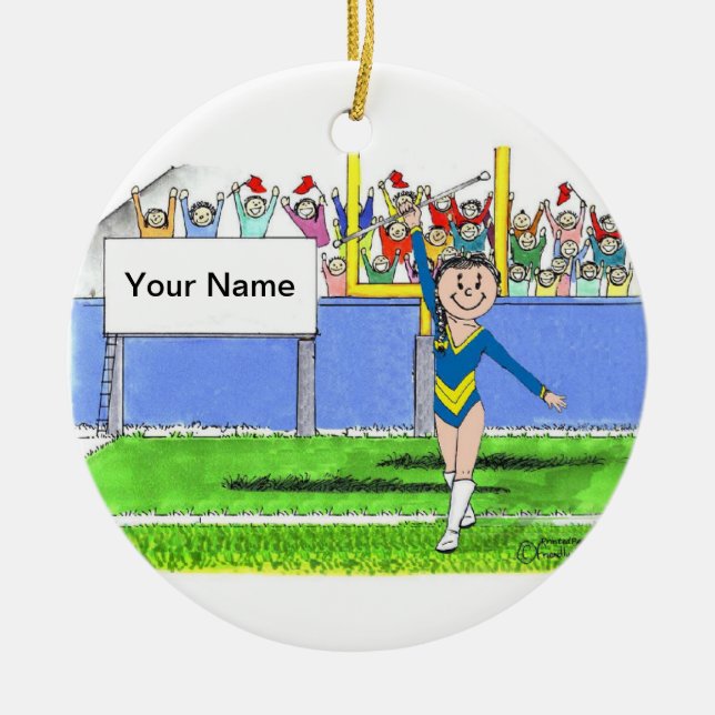 Baton Twirler - Female Ceramic Tree Decoration (Front)