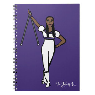 Baton Twirler White Purple Accent B Notebook