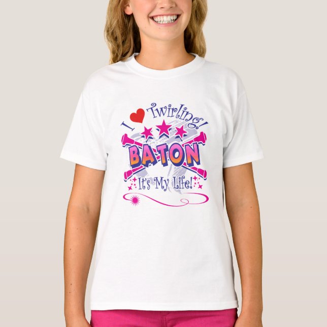 Baton Twirlers, I Love Twirling, Baton T-Shirt (Front)