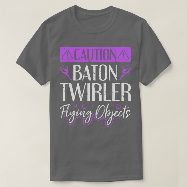 Baton Twirling Flying Objects Majorette Twirler T-Shirt (Design Front)