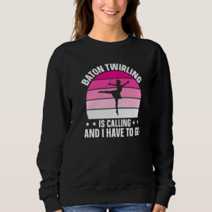 Baton Twirling Is Calling Retro Twirler Premium Sweatshirt