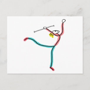Baton Twirling Stick Figure Postcard