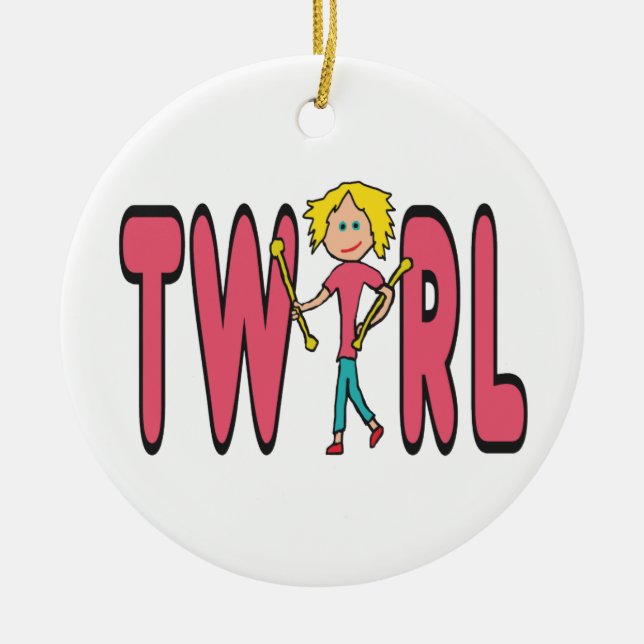 Baton Twirling Twirl Ceramic Tree Decoration (Front)