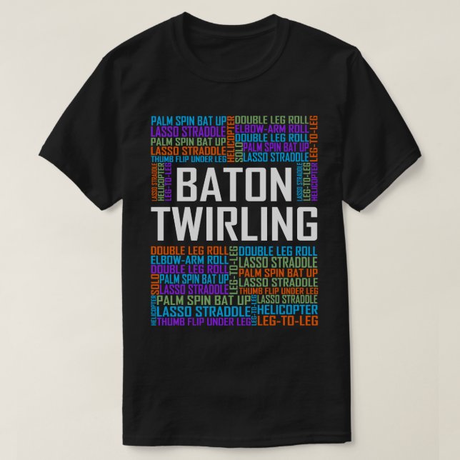 Baton Twirling Words T-Shirt (Design Front)