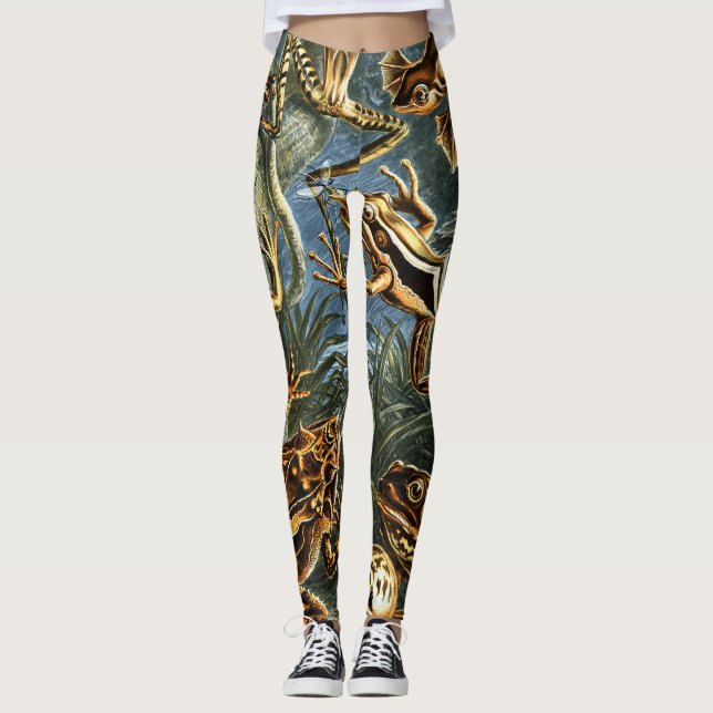 Batrachia Frogs by Ernst Haeckel Leggings (Front)