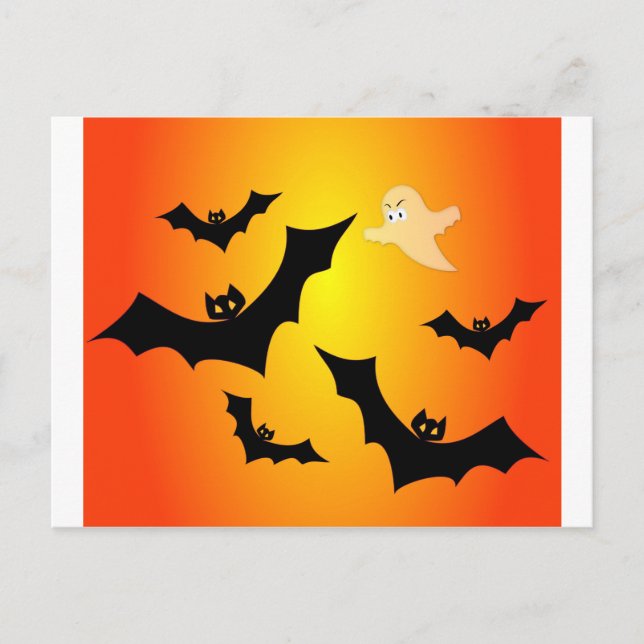 Bats and a Ghost Postcard (Front)