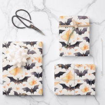 Bats and Autumn Leaves Elegant Halloween