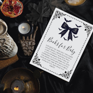 Bats and Bows Halloween Baby Shower Books for Baby Enclosure Card