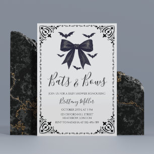 Bats and Bows Halloween Baby Shower Invitation