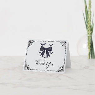 Bats and Bows Halloween Baby Shower Modern Thank You Card