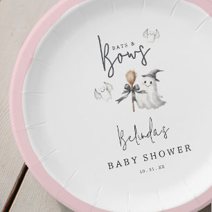 Bats And Bows Halloween Baby Shower Party Paper Plate