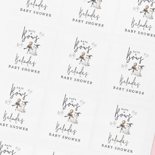 Bats And Bows Halloween Baby Shower Party Square Sticker