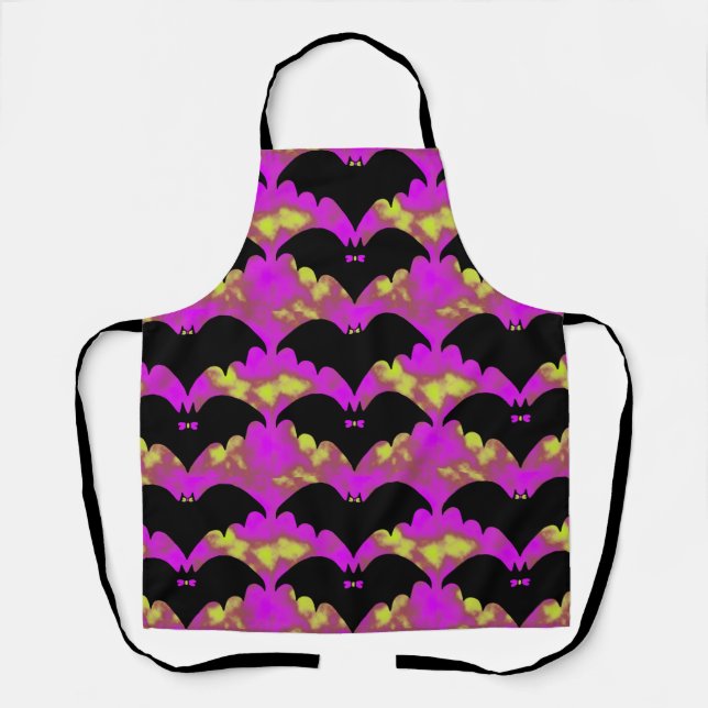 Bats And Bows Pink Yellow Apron (Front)
