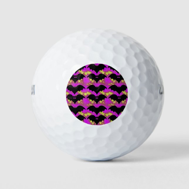 Bats And Bows Pink Yellow Golf Balls (Front)