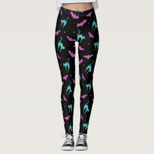 Bats and Cats Halloween Leggings