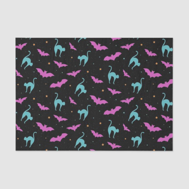 Bats and Cats Halloween Tissue Paper (Front)