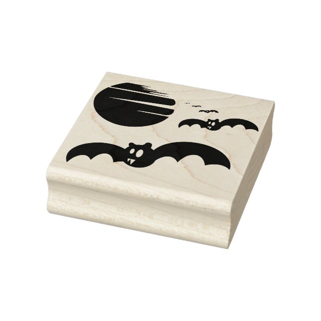 Bats and Moon Rubber Stamp (Stamp)