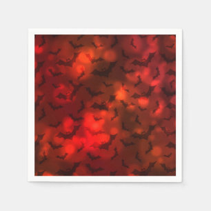 Bats and moons red and black fall napkin