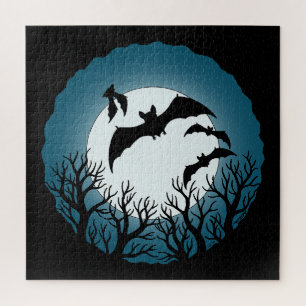Bats and Trees Against the Moon Jigsaw Puzzle