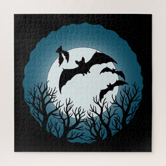Bats and Trees Against the Moon Jigsaw Puzzle (Vertical)