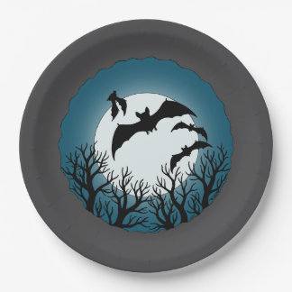 Bats and Trees Against the Moon Paper Plate