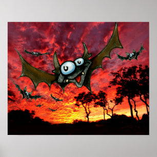 Bats at Sunset Poster