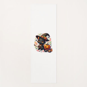 Bats Black Cat Witch Hat Wand Pumpkin Cute Hallowe Yoga Mat