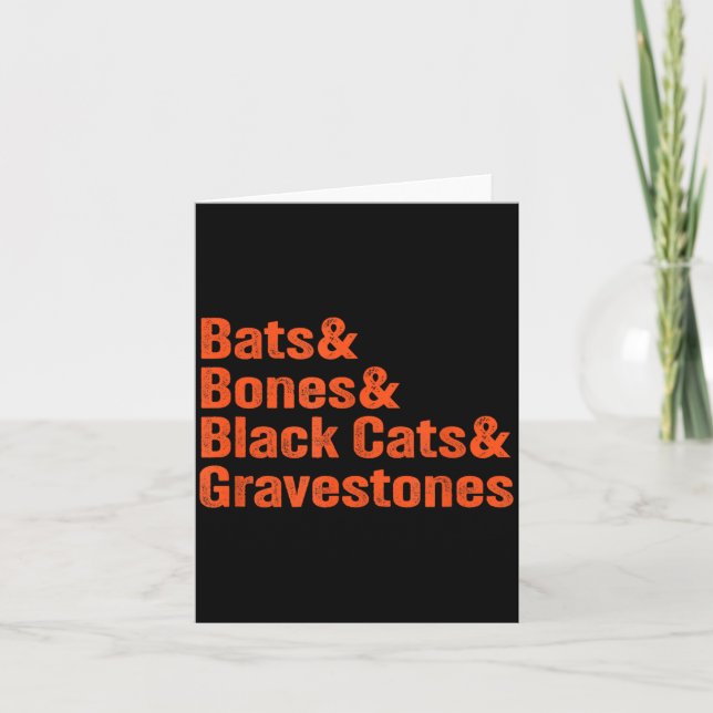 Bats Bones Black Cats Gravestones Halloween List Card (Front)