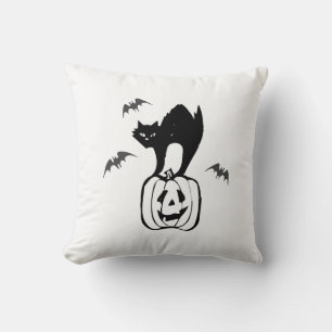 bats cat pumpkin halloween cushion