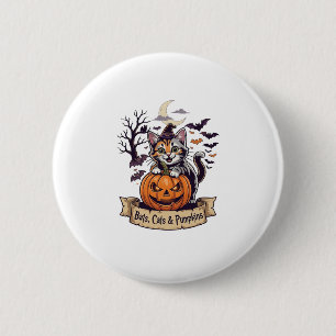 Bats Cats Pumpkins Halloween Witch Cat Spooky Tree 6 Cm Round Badge