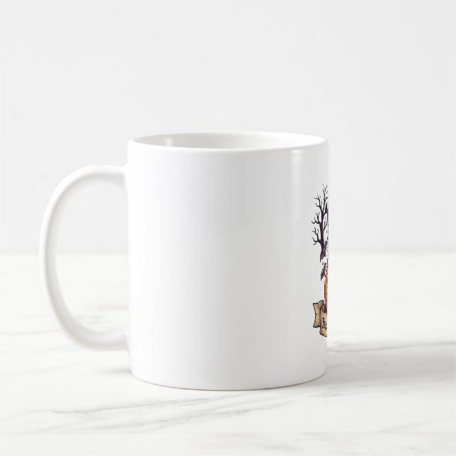 Bats Cats Pumpkins Halloween Witch Cat Spooky Tree Coffee Mug (Left)