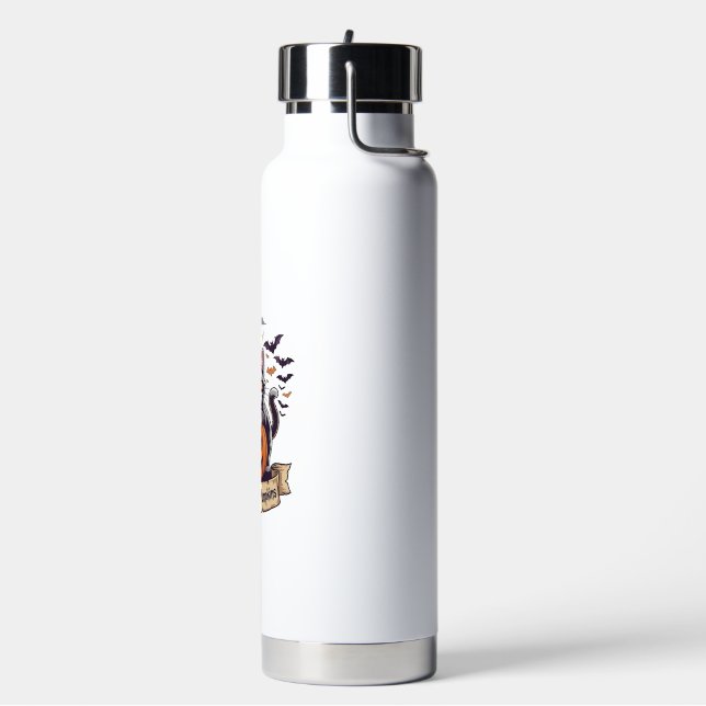 Bats Cats Pumpkins Halloween Witch Cat Spooky Tree Water Bottle (Left)