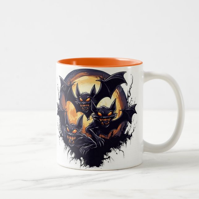 bats coming out from a cave Two-Tone coffee mug (Right)