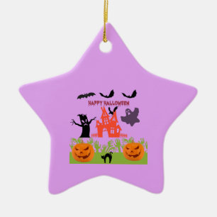 Bats Dancing, Zombie Hands Emerging, Ghost, Raven Ceramic Tree Decoration