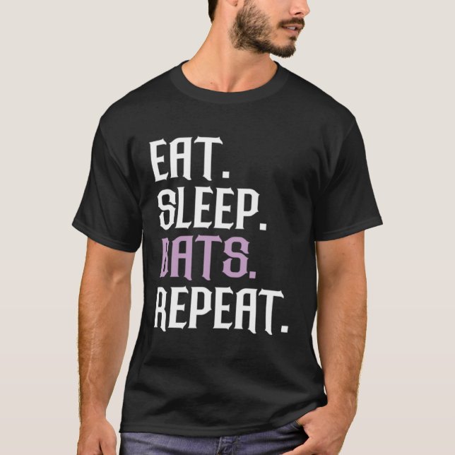 Bats Eat Sleep Bat  Animal Bat T-Shirt (Front)