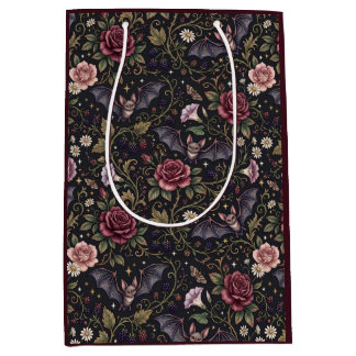 Bats Flying Through Roses Gothic Gift Bag