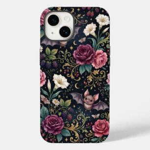 Bats Flying Through Roses Gothic iPhone 15 Case