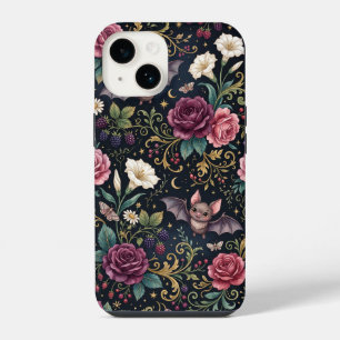 Bats Flying Through Roses Gothic iPhone 15 Case