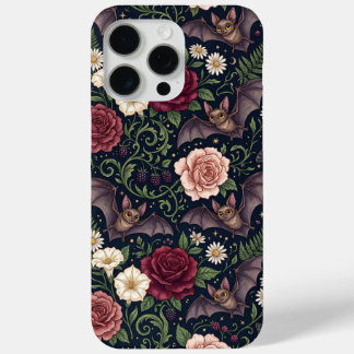 Bats Flying Through Roses Gothic iPhone 15 Pro Max Case