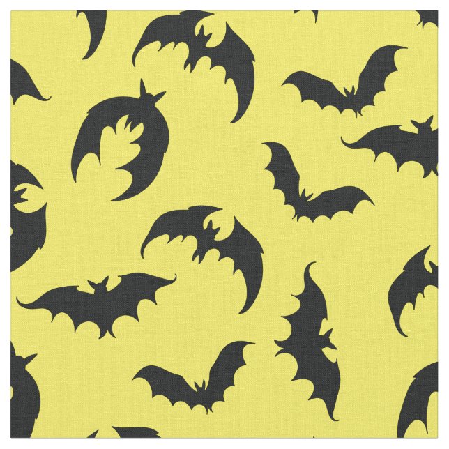 Bats Gothic Halloween Deep Blue Fabric (Close Up)