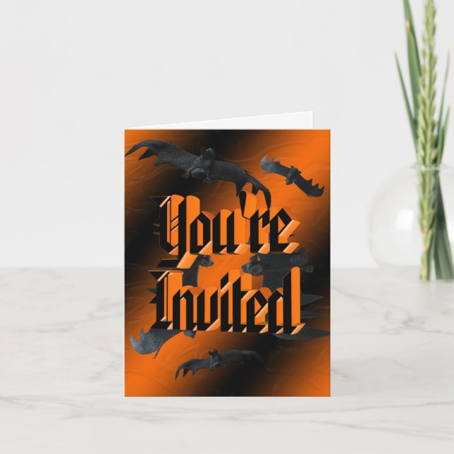 Bats Halloween Invitation (Front)